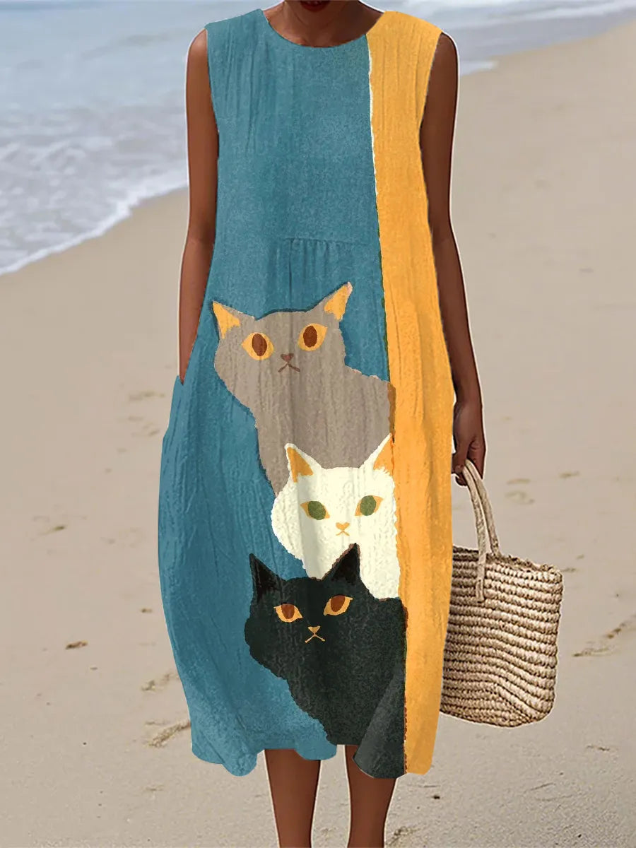 Paisley | Funny Cats Art Print Vintage Dress Local Neighbours Sedona