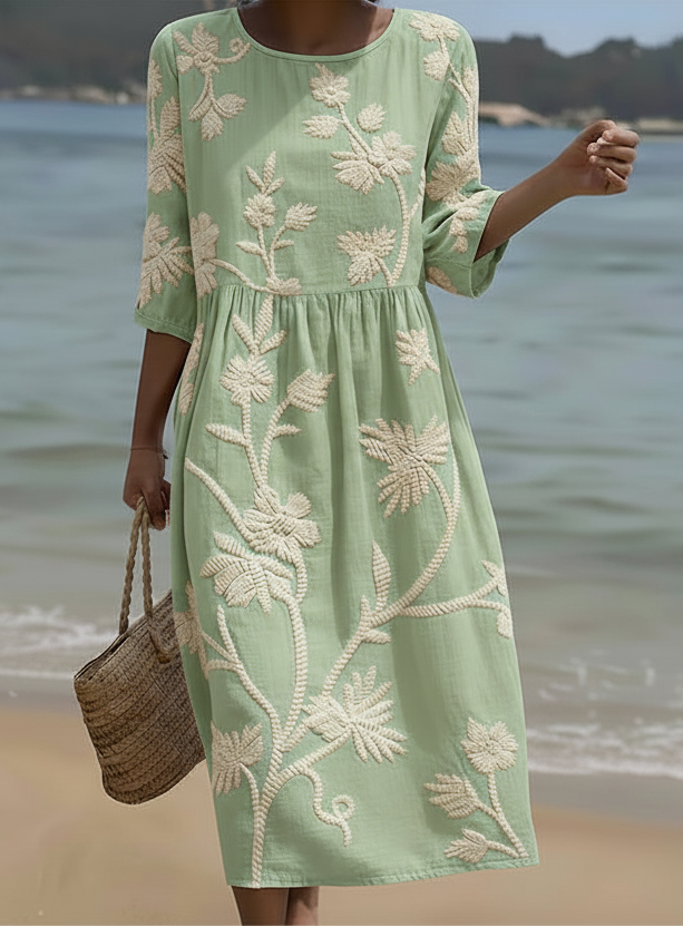 Gwen | Plant & Flower Print Midi Dress Avery & Maren