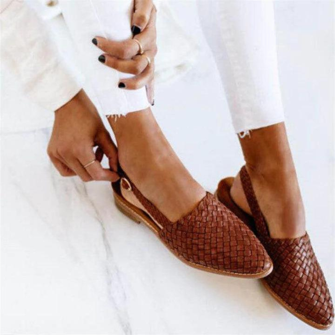 Donna™ | Elegant Woven Vegan Leather Ballerinas Local Neighbours Sedona