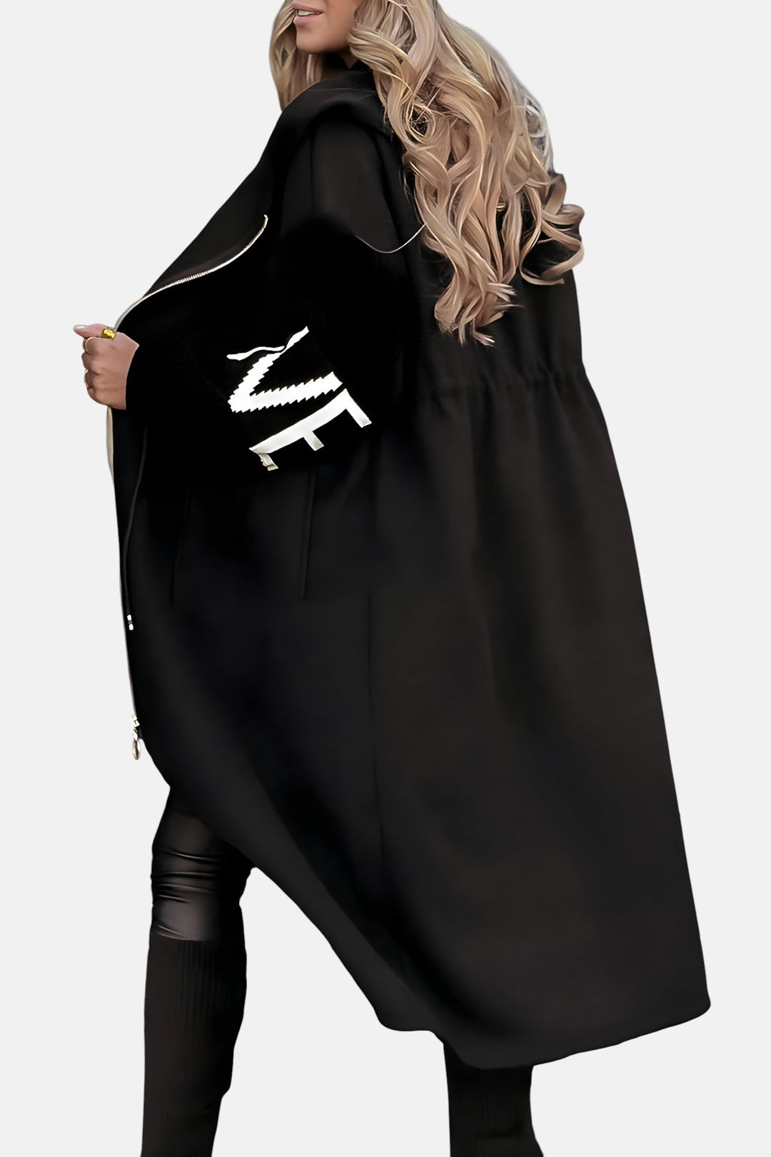 PEGGY - Women's coat with Knit Sleeves and Hood