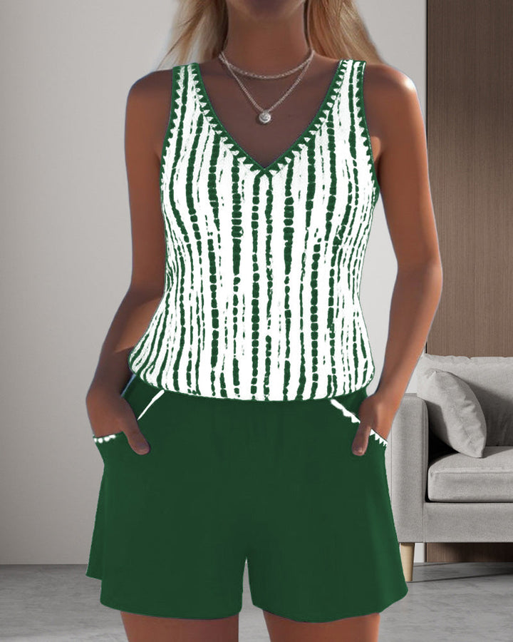 Mia™ | Casual Two Piece Printed V-Neck Swimsuit with Pockets Local Neighbours Sedona