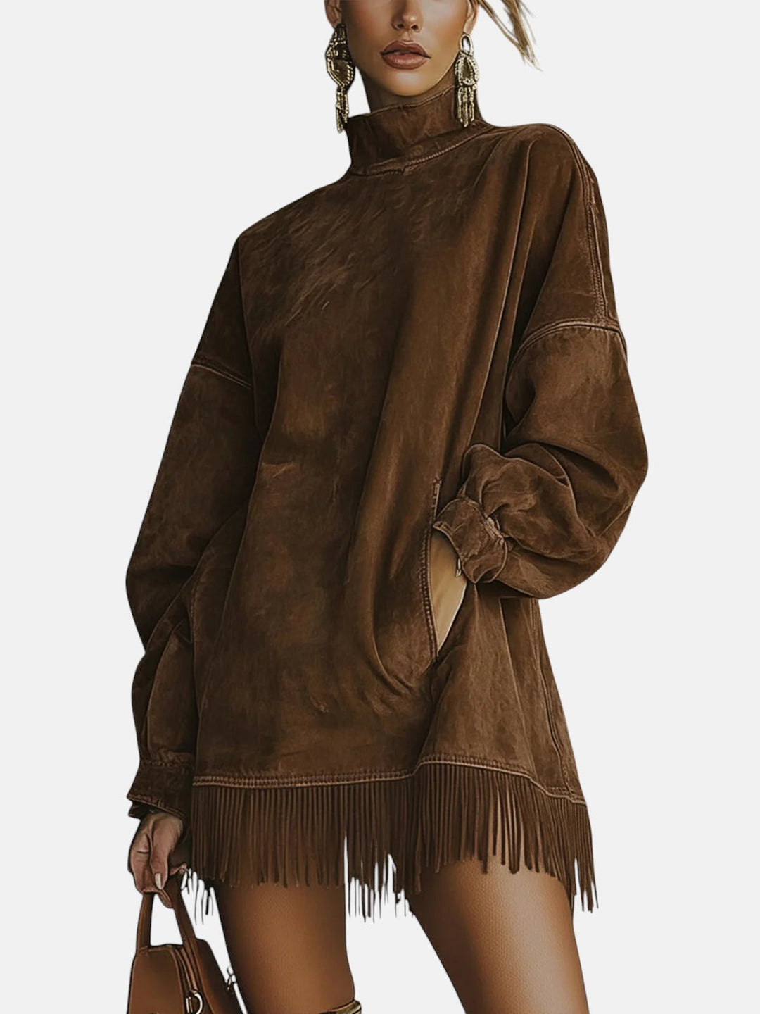Sheri | Cozy Suede Fringe Dress