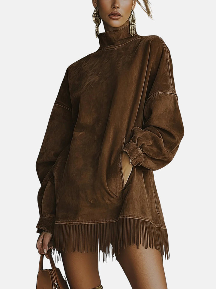 Sheri | Cozy Suede Fringe Dress