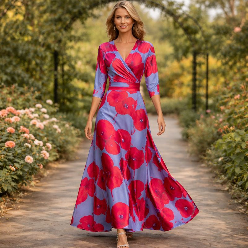 Lillian | Wrap-Style Flowing Maxi Dress