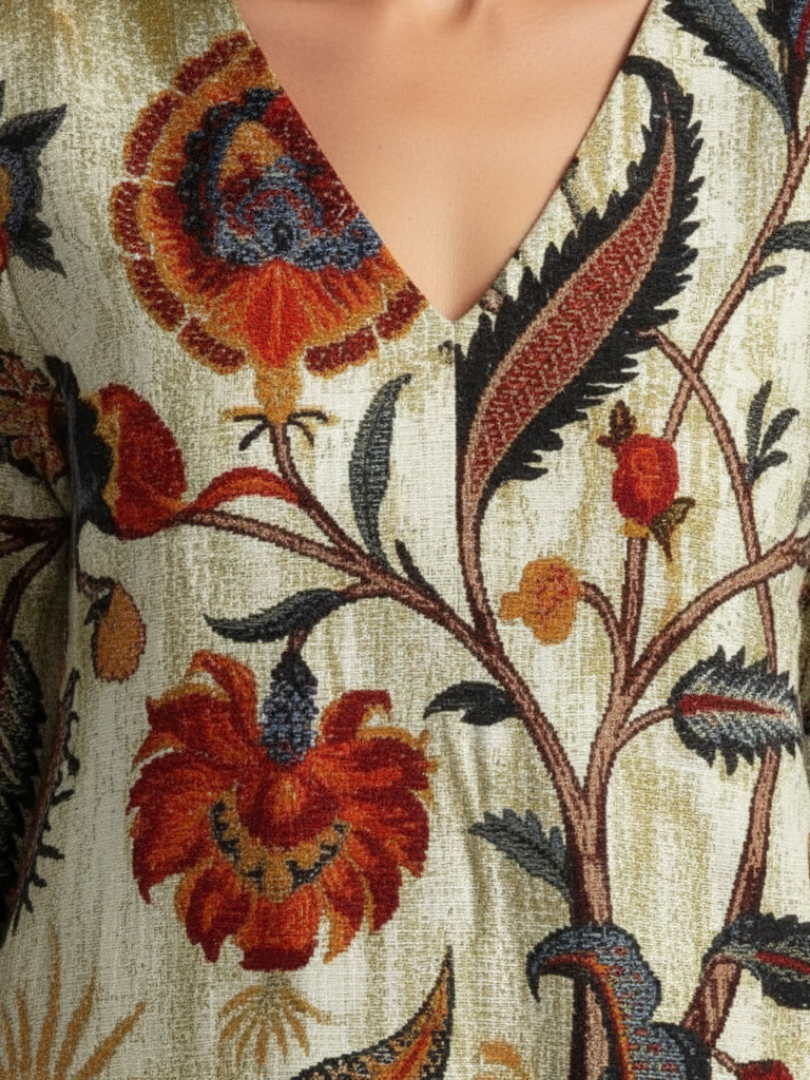 Corisande | V Neck Long Sleeve Floral Midi Dress Local Neighbours Sedona