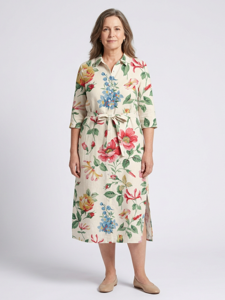 Maribel | Button Front Half Sleeve Floral Midi Dress Local Neighbours Sedona