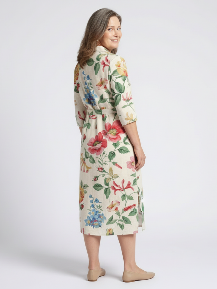 Maribel | Button Front Half Sleeve Floral Midi Dress Local Neighbours Sedona