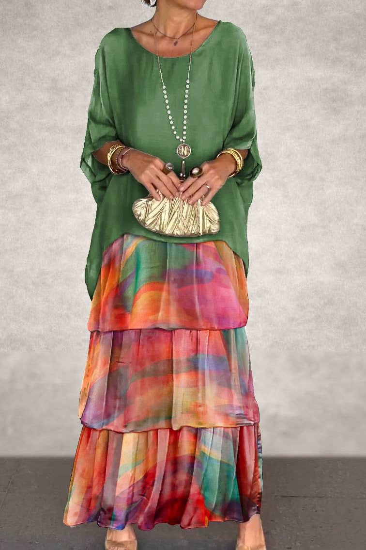 Nora Layered Dress - Green Orange Local Neighbours Sedona