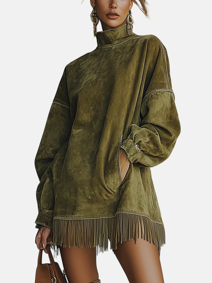 Sheri | Cozy Suede Fringe Dress