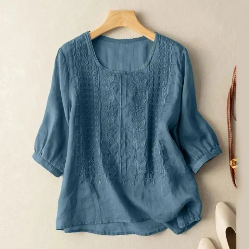 Aurora – Embroidered Relaxed Blouse Claire's Coastal Boutique Seaside