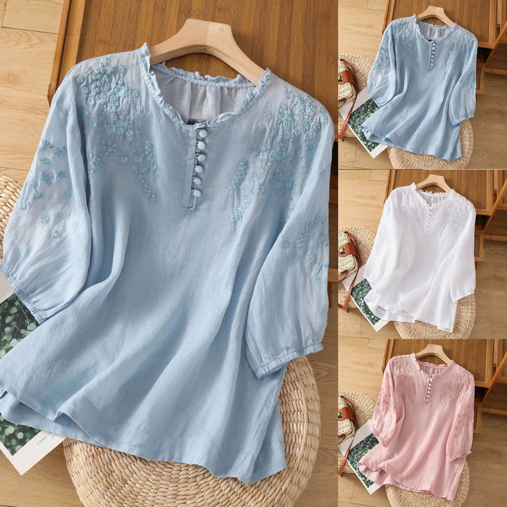 Suzanne™ | Floral Button-Front Blouse Local Neighbours Sedona