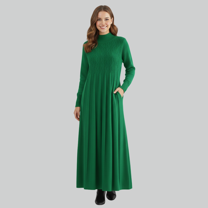 Sorella | Over-Knee Knitted Dress Coat with Tummy-Covering Skirt