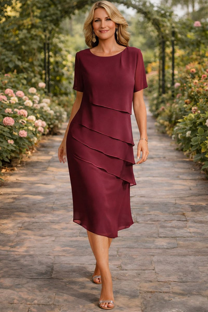 Elena | Layered Chiffon Midi Dress