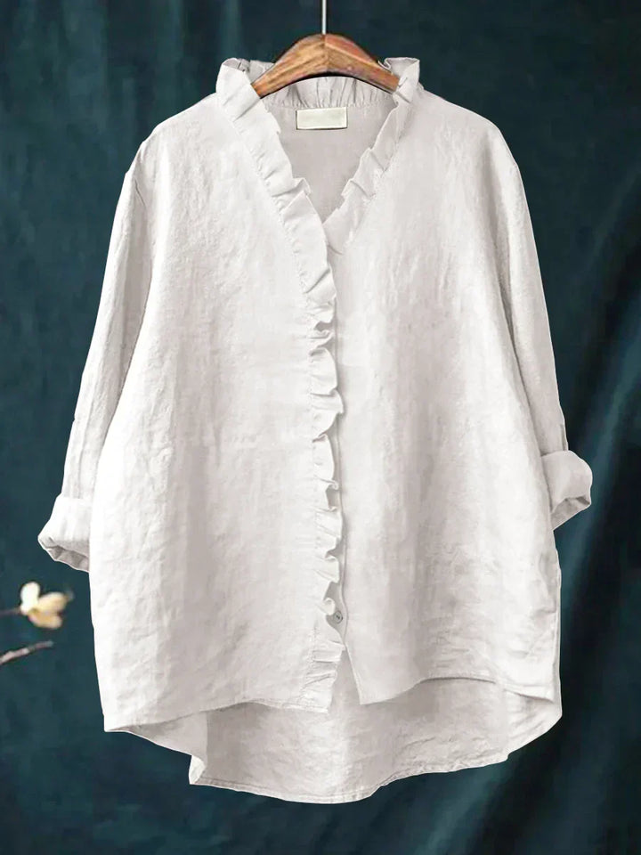 Marja | Cotton and Linen Blouse with Ruffles