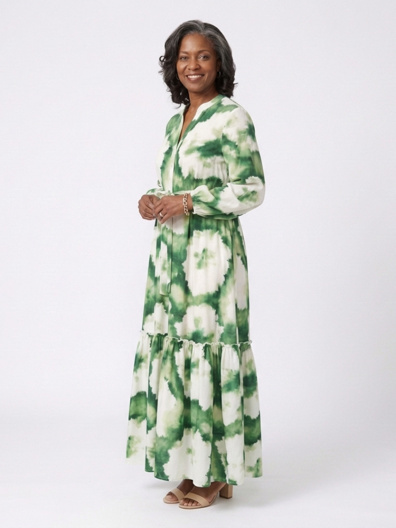 Sabine | Long Sleeve Tie Waist Tiered Maxi Dress Local Neighbours Sedona