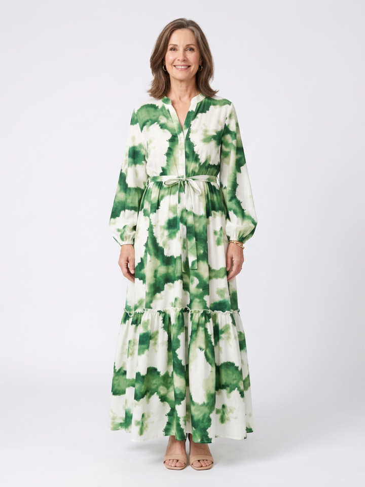 Sabine | Long Sleeve Tie Waist Tiered Maxi Dress Local Neighbours Sedona