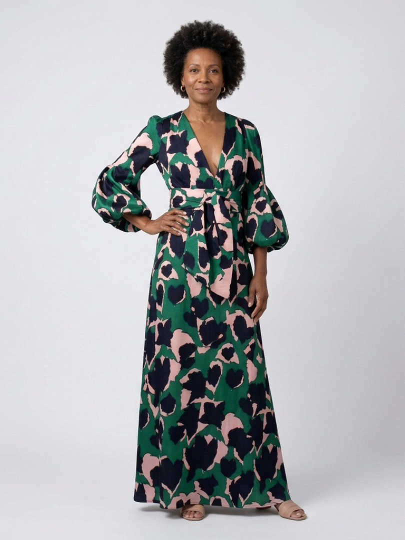 Isolde | V Neck Tie Waist Long Sleeve Maxi Dress Local Neighbours Sedona