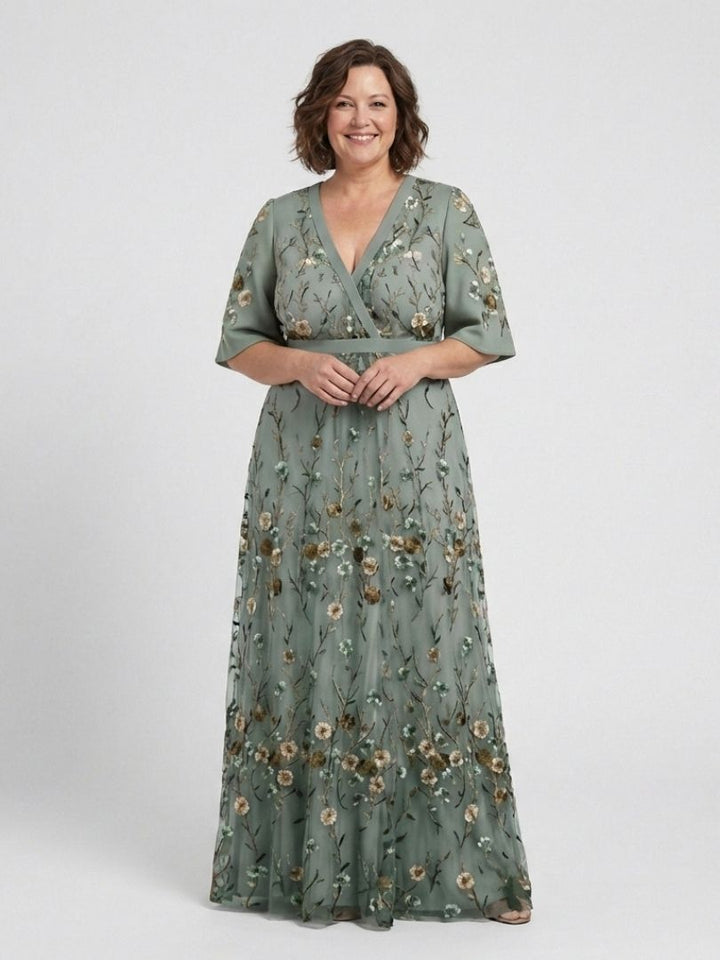 Evadne | Embroidered V Neck Maxi Dress Local Neighbours Sedona