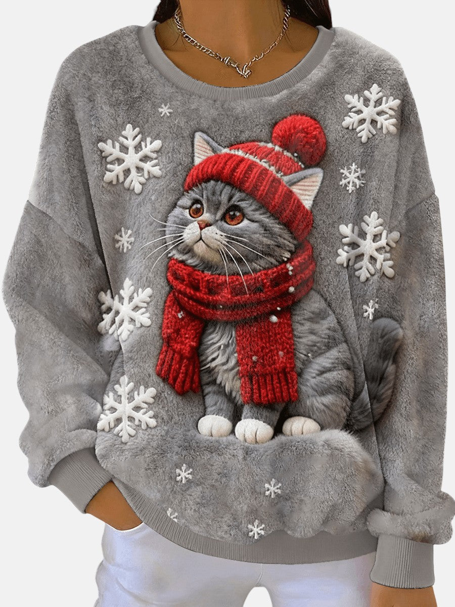 Isla - Christmas Hoodie for Women in Cat Style