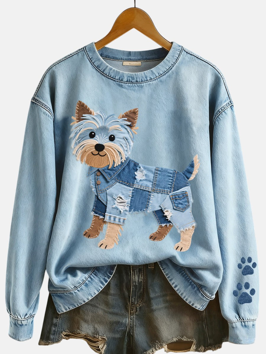 Marisol - Beautiful women's hoodie with Yorkshire Terrier patchwork design