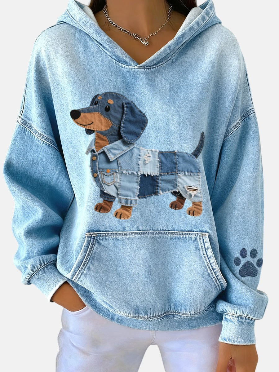 Azucena - Denim Hoodie with Patch for Jamnik Dogs