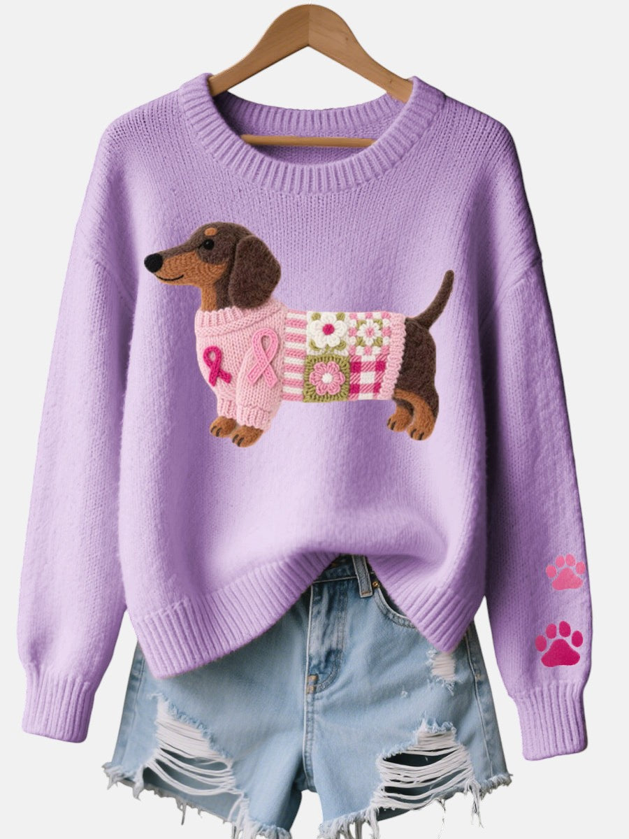 Alba – Knit Sweater with Dachshund Felt Design